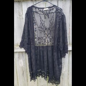 Black Lacy Kimono NWOT